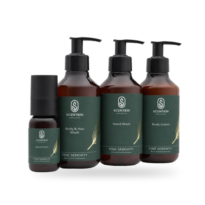 Scentieri Pine Serenity Ritual — full four-piece line